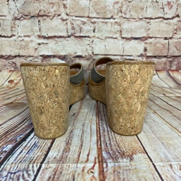 K. Jacques St. Tropez Cork Wedge Sandals In Silver Sz 37 US 5.5-6 - Picture 5 of 8